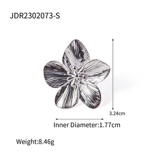ステンレス304 低ニッケル 水に濡れても錆びにくい 18Kゴールドメッキ リング フラワー 花 【YJ02368】
