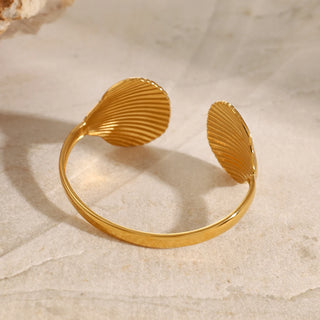 ステンレス304 低ニッケル 水に濡れても錆びにくい 18Kゴールドメッキ ブレスレット 貝殻 シェル 【YJ03783】