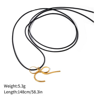 ステンレス304 低ニッケル 水に濡れても錆びにくい 18Kゴールドメッキ ネックレス リボン 【YJ02285】