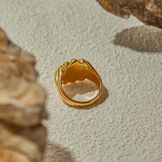 ステンレス304 ニッケルフリー 水に濡れても錆びにくい 18Kゴールドメッキ リング フラワー 花 ジルコニア 【YJ00972】
