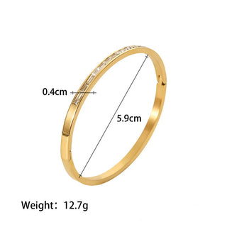 ステンレス304 低ニッケル 水に濡れても錆びにくい 18Kゴールドメッキ ブレスレット ジルコニア バングル【YJ03800】