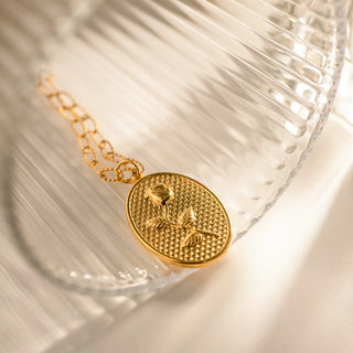 ステンレス304 低ニッケル 水に濡れても錆びにくい 18Kゴールドメッキ ネックレス チェーン 薔薇 ローズ オーバル【YJ03794】