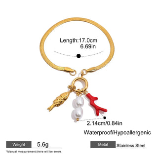 ステンレス304 低ニッケル 水に濡れても錆びにくい 18Kゴールドメッキ ブレスレット チャーム【YJ01033】