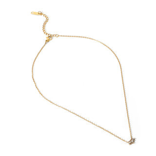 ステンレス304 低ニッケル 水に濡れても錆びにくい 18Kゴールドメッキ ネックレス ジルコニア 【YJ03639】