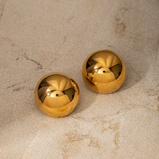 ステンレス304 低ニッケル 水に濡れても錆びにくい 18Kゴールドメッキ ピアス チャンキー ラウンド 【YJ02329】