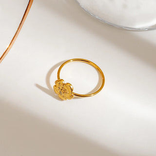ステンレス304 低ニッケル 水に濡れても錆びにくい 18Kゴールドメッキ リング フラワー 花 3点セット【YJ02710】