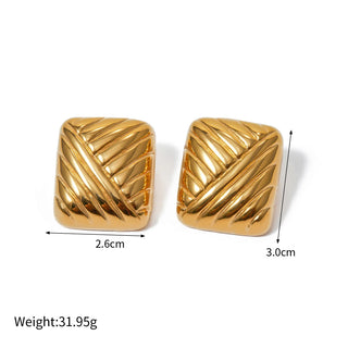 ステンレス304 低ニッケル 水に濡れても錆びにくい 18Kゴールドメッキ ピアス チャンキー スクエア 【YJ03559】
