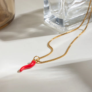 ステンレス304 低ニッケル 水に濡れても錆びにくい 18Kゴールドメッキ ネックレス チェーン エナメル 【YJ02650】