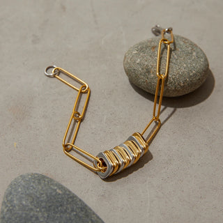 ステンレス304 ニッケルフリー 水に濡れても錆びにくい 18Kゴールドメッキ チェーン ブレスレット 【YJ00025】