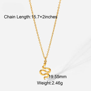 ステンレス304 低ニッケル 水に濡れても錆びにくい 18Kゴールドメッキ ネックレス 蛇 ヘビ スネーク 【YJ03461】
