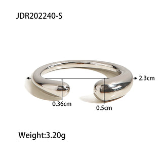 ステンレス304 低ニッケル 水に濡れても錆びにくい 18Kゴールドメッキ リング ティアドロップ 【YJ01708】