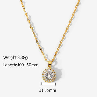 ステンレス304 ニッケルフリー 水に濡れても錆びにくい 18Kゴールドメッキ ネックレス ジルコニア 【YJ00662】