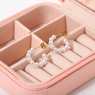 ステンレス304 低ニッケル 水に濡れても錆びにくい 18Kゴールドメッキ ピアス フープ パール 【YJ01741】