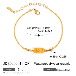 ステンレス304 低ニッケル 水に濡れても錆びにくい 18Kゴールドメッキ ブレスレット LOVE【YJ01174】