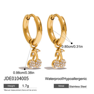 ステンレス304 低ニッケル 水に濡れても錆びにくい 18Kゴールドメッキ ピアス クロス スター 星 くま さくらんぼ チェリー 【YJ01020】