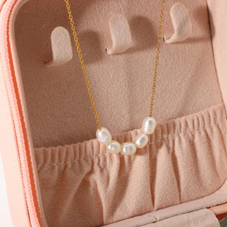 ステンレス304 低ニッケル 水に濡れても錆びにくい 18Kゴールドメッキ ネックレス パール 【YJ03919】