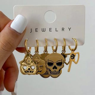 ステンレス304 低ニッケル 水に濡れても錆びにくい 18Kゴールドメッキ ピアス ハロウィン 3点セット【YJ03312】
