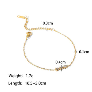 ステンレス304 低ニッケル 水に濡れても錆びにくい 18Kゴールドメッキ ブレスレット ジルコニア 【YJ01748】