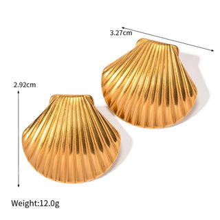 ステンレス304 低ニッケル 水に濡れても錆びにくい 18Kゴールドメッキ ピアス シェル 貝殻 【YJ04029】