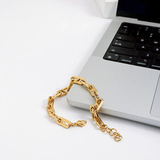 ステンレス304 ニッケルフリー 水に濡れても錆びにくい 18Kゴールドメッキ チェーン ブレスレット 【YJ00476】