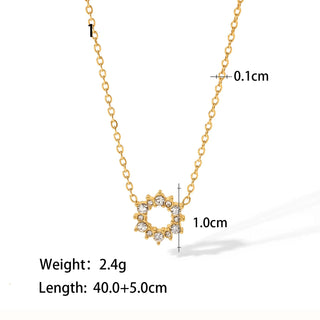 ステンレス304 低ニッケル 水に濡れても錆びにくい 18Kゴールドメッキ ネックレス ジルコニア 【YJ01720】