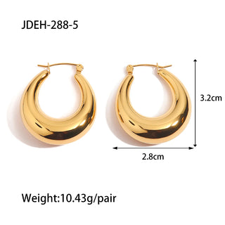ステンレス304 低ニッケル 水に濡れても錆びにくい 18Kゴールドメッキ ピアス チャンキー フープ【YJ02057】