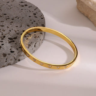 ステンレス304 低ニッケル 水に濡れても錆びにくい 18Kゴールドメッキ ブレスレット ハート ジルコニア 【YJ01806】