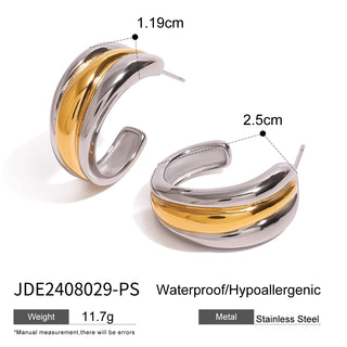 ステンレス304 ニッケルフリー 水に濡れても錆びにくい 18Kゴールドメッキ チャンキー ピアス 【YJ00911】
