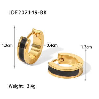 ステンレス304 低ニッケル 水に濡れても錆びにくい 18Kゴールドメッキ ピアス フープ エナメル 【YJ02382】