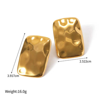 ステンレス304 低ニッケル 水に濡れても錆びにくい 18Kゴールドメッキ ピアス チャンキー スクエア 【YJ01656】