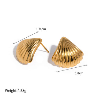 ステンレス304 低ニッケル 水に濡れても錆びにくい 18Kゴールドメッキ ピアス シェル 貝殻 【YJ01789】