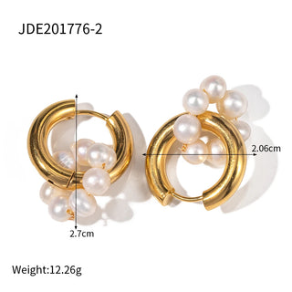 ステンレス304 低ニッケル 水に濡れても錆びにくい 18Kゴールドメッキ ピアス パール 【YJ02104】