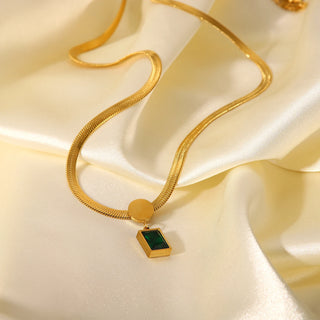 ステンレス304 低ニッケル 水に濡れても錆びにくい 18Kゴールドメッキ ネックレス スネークチェーン ジルコニア 【YJ03917】
