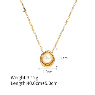 ステンレス304 低ニッケル 水に濡れても錆びにくい 18Kゴールドメッキ ネックレス チェーン パール 【YJ03468】
