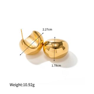 ステンレス304 低ニッケル 水に濡れても錆びにくい 18Kゴールドメッキ ピアス チャンキー フープ 【YJ03506】