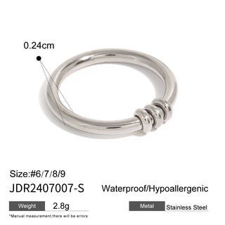 ステンレス304 低ニッケル 水に濡れても錆びにくい 18Kゴールドメッキ リング【YJ03242】