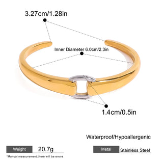 ステンレス304 ニッケルフリー 水に濡れても錆びにくい 18Kゴールドメッキ ブレスレット バングル【YJ00072】