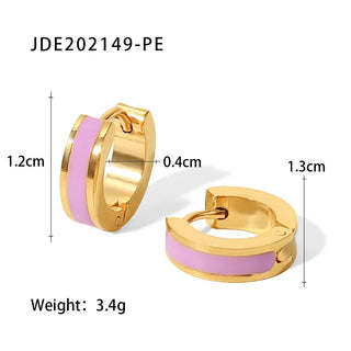 ステンレス304 低ニッケル 水に濡れても錆びにくい 18Kゴールドメッキ ピアス フープ エナメル 【YJ02382】