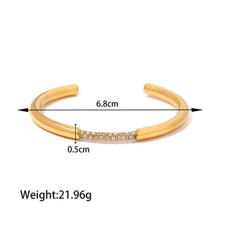 ステンレス304 低ニッケル 水に濡れても錆びにくい 18Kゴールドメッキ ブレスレット ジルコニア 【YJ03479】
