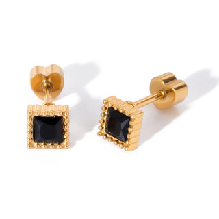 ステンレス304 低ニッケル 水に濡れても錆びにくい 18Kゴールドメッキ ピアス クリスタル 3点セット【YJ02672】