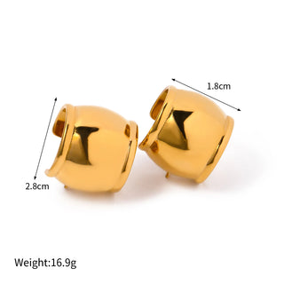 ステンレス304 低ニッケル 水に濡れても錆びにくい 18Kゴールドメッキ ピアス チャンキー フープ 【YJ03388】
