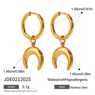 ステンレス304 ニッケルフリー 水に濡れても錆びにくい 18Kゴールドメッキ ピアス 月 【YJ00813】