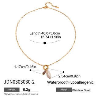ステンレス304 ニッケルフリー 水に濡れても錆びにくい 18Kゴールドメッキ ネックレス パール 誕生石 【YJ00618】