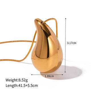 ステンレス304 ニッケルフリー 水に濡れても錆びにくい 18Kゴールドメッキ チャンキー ネックレス ティアドロップ 【YJ00952】