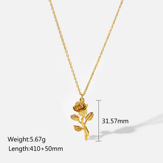 ステンレス304 ニッケルフリー 水に濡れても錆びにくい チェーン ネックレス 薔薇 ローズ 【YJ00651】