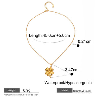 ステンレス304 低ニッケル 水に濡れても錆びにくい 18Kゴールドメッキ ネックレス クローバー 花 フラワー【YJ03887】