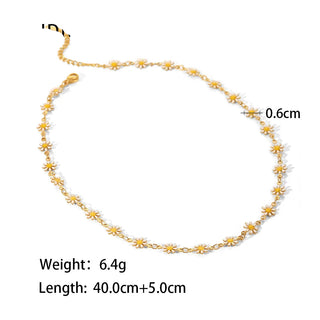 ステンレス304 低ニッケル 水に濡れても錆びにくい 18Kゴールドメッキ ネックレス フラワー 花 【YJ01706】
