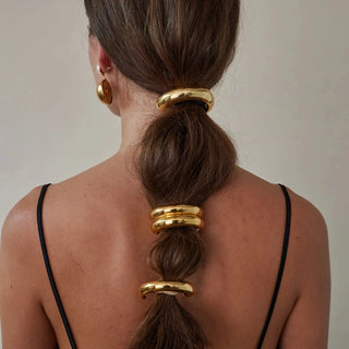 ステンレス304 低ニッケル 水に濡れても錆びにくい 18Kゴールドメッキ ヘアアクセサリー チャンキー 【YJ01866】