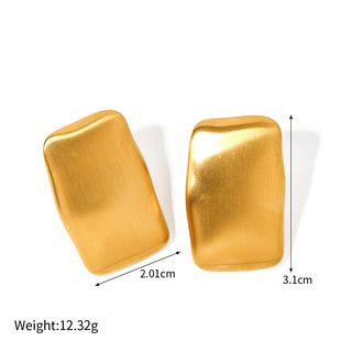 ステンレス304 低ニッケル 水に濡れても錆びにくい 18Kゴールドメッキ ピアス チャンキー スクエア【YJ03403】