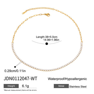 ステンレス304 低ニッケル 水に濡れても錆びにくい 18Kゴールドメッキ ネックレス ジルコニア 【YJ02575】